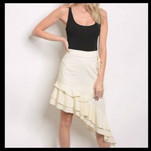 Asymmetric Skirt with ruffle- Size Small